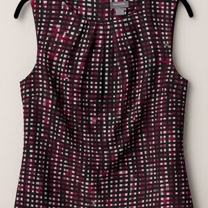 Banana Republic Black and Pink Sleeveless Pleated Blouse